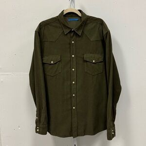 J. McLaughlin Men's Corduroy Forest Green Snap Closure Casual Shirt XL